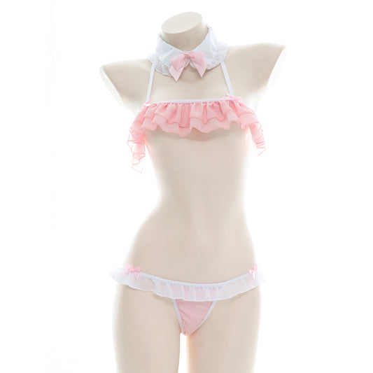 Rüschen Amine Girly Micro SHIMAPAN Kawaii Cosplay Kostüm Bikini Set 