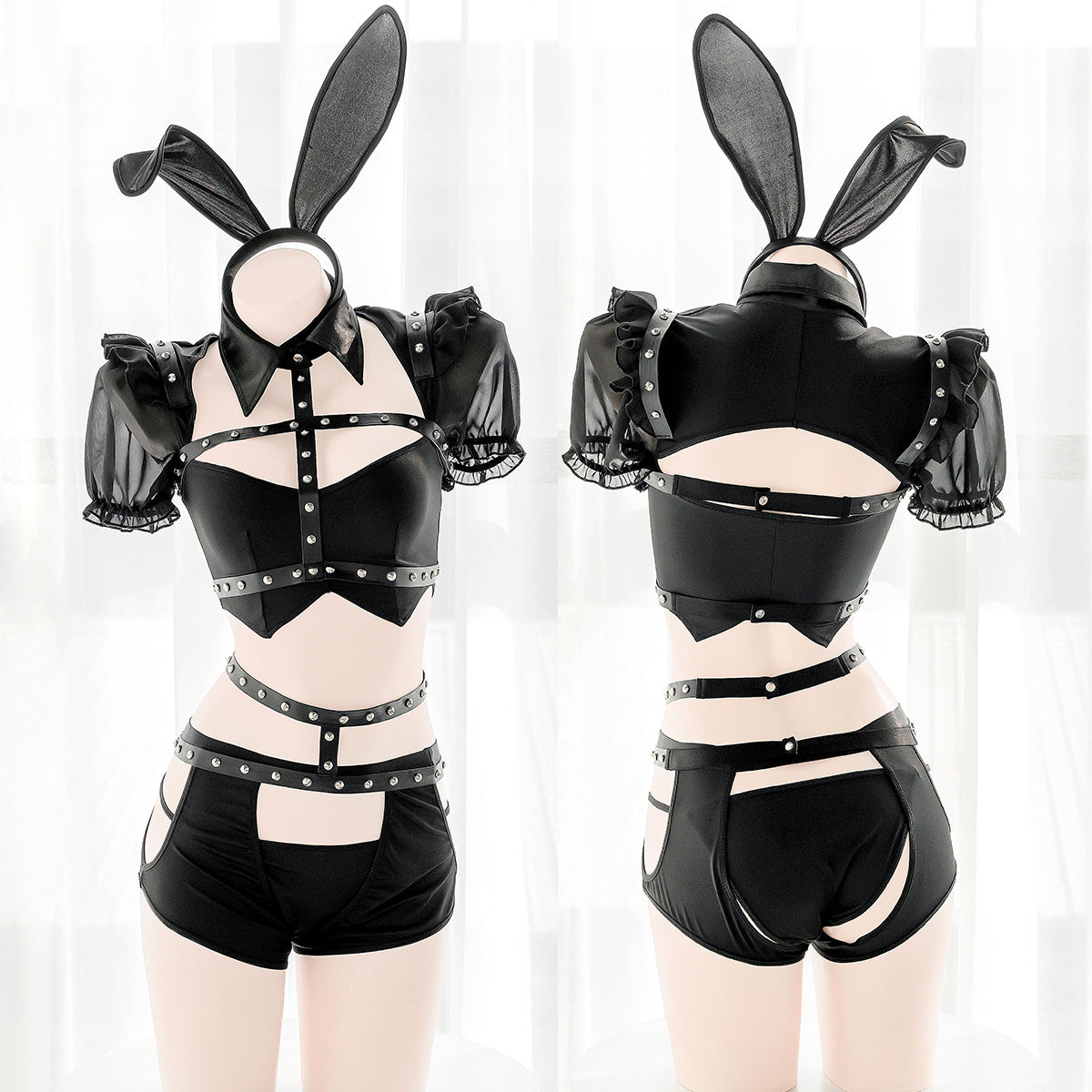 Sofyee Anime Punk Bunny Girl Rivet Bondage Belt Sexy Lingerie