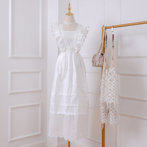 Korean Fairy White Petite Girl Lace Sheer Dress