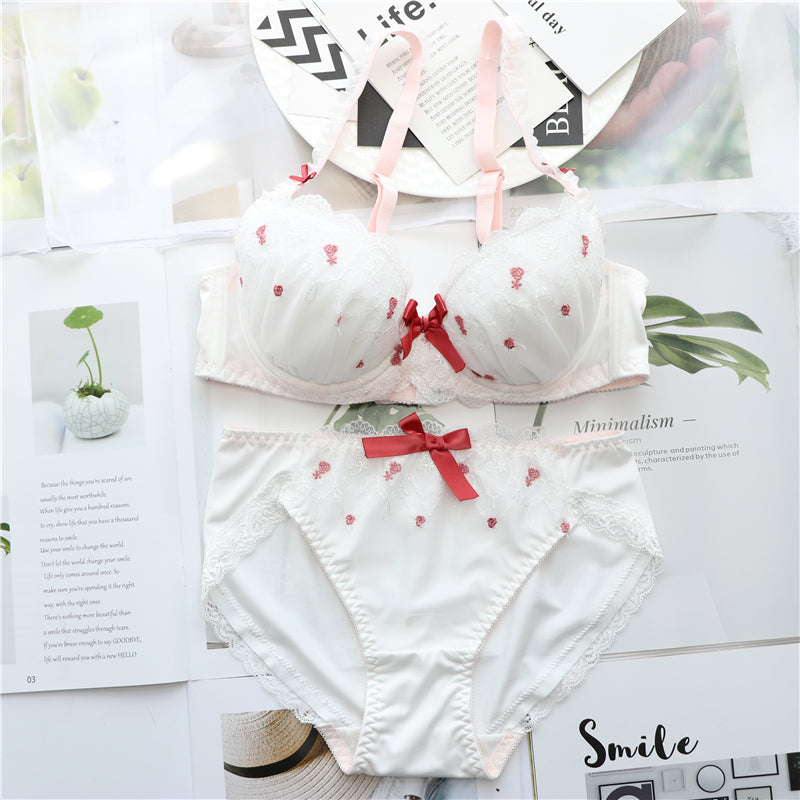 Sofyee  Japanese Sweet Lace Bow White Underwear Set