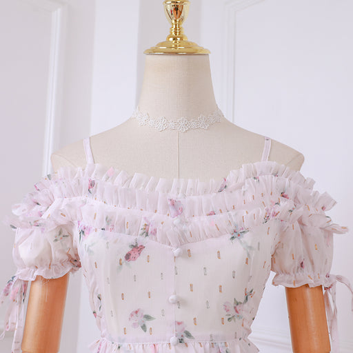 Korean Fairy Flower Petite Girl Lace Sheer Dress