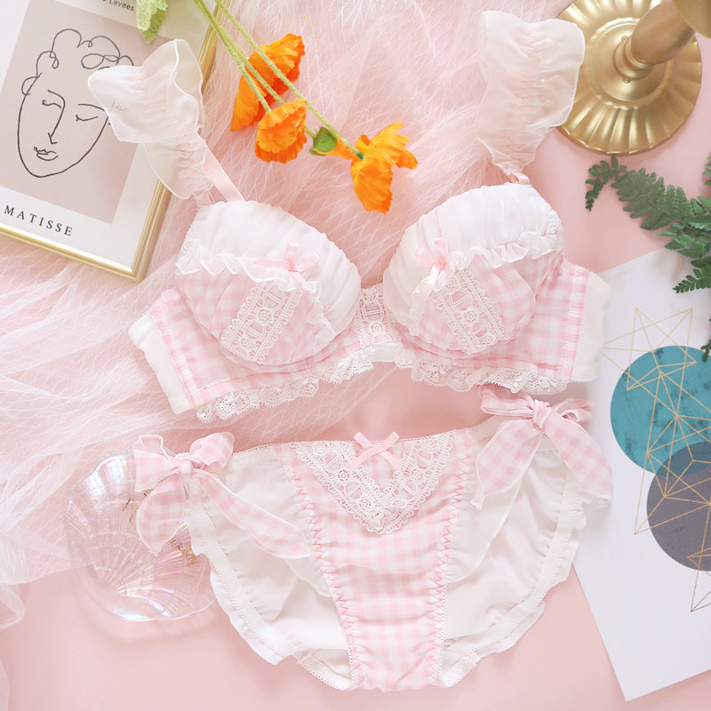 Japanese sweet and sexy cute loli check underwire bra set Sofyee Japanese sweet and sexy cute loli check underwire bra set Sofyee