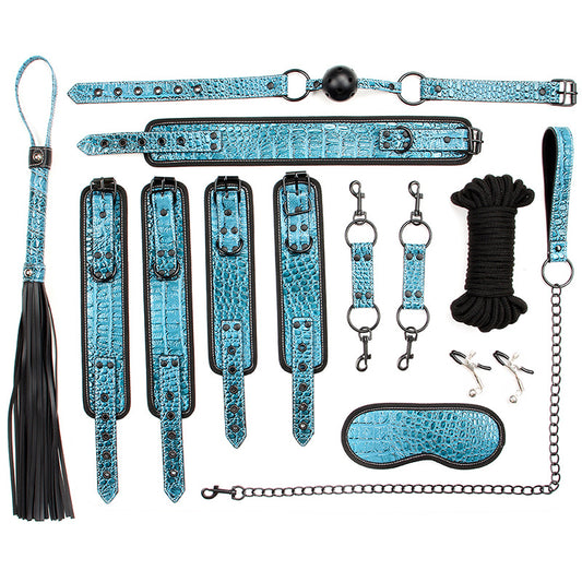 Blaues schlangenartiges BDSM-Ausrüstungsset – 8-teilig 