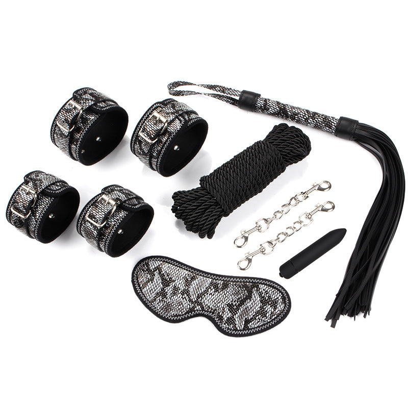 Schwarzes schlangenartiges BDSM-Ausrüstungsset – 6-teilig 