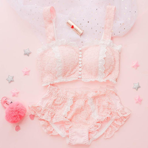 Pink Ruffle Pastel Lover Cute Sweetie Baby Bralette Set