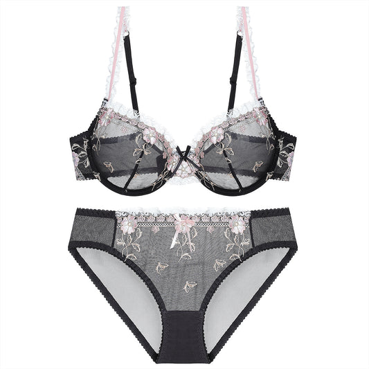 Summer Floral See Through Lace Bra & Panty Set