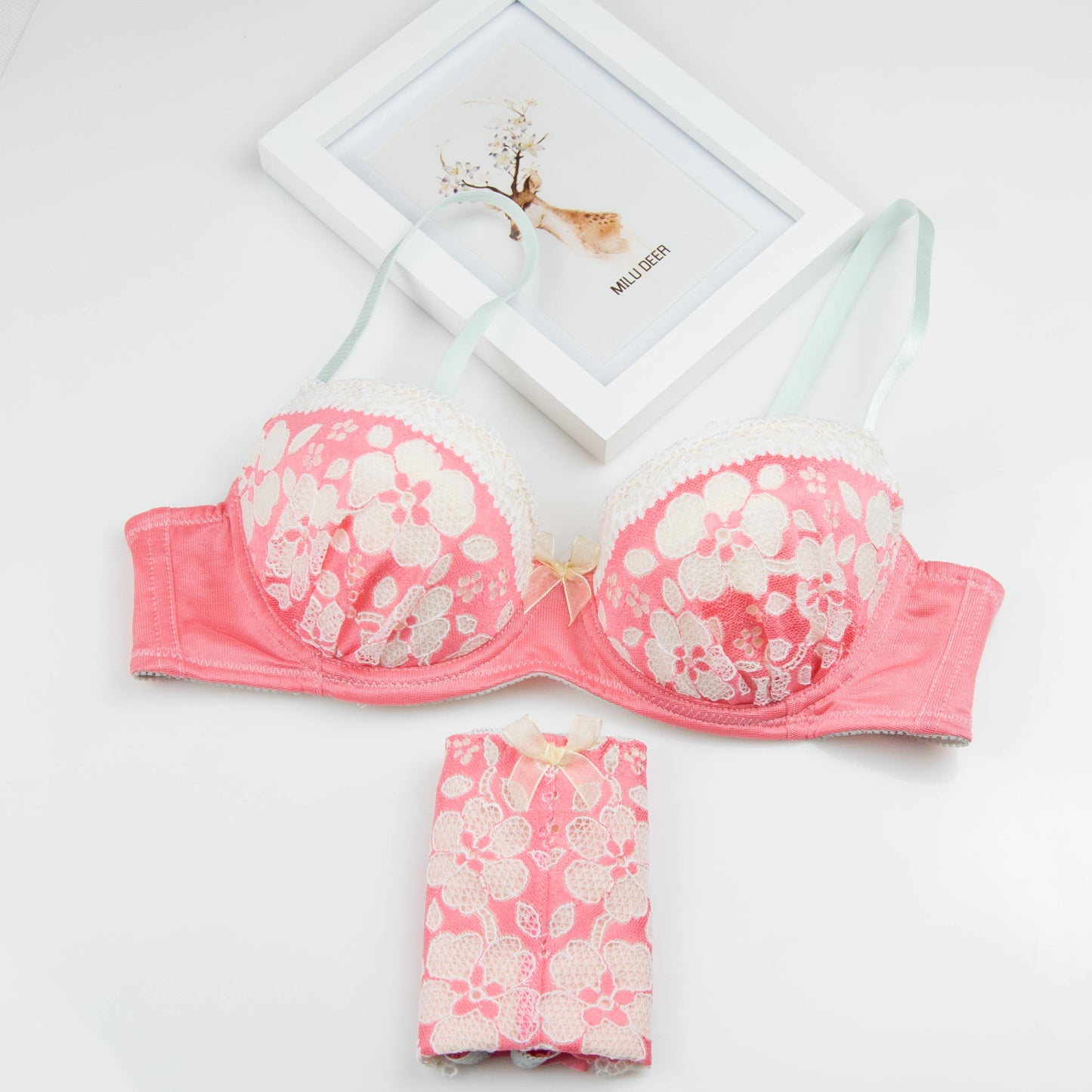 Candy Color Floral Japanese Cute Sweet Bras And Panty Set