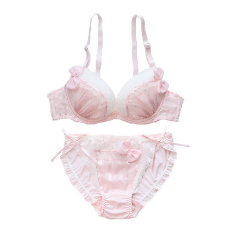 Sweetie Honey Bow Pink Kawaii Candy Color Bra Set