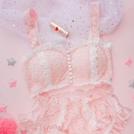 Pink Ruffle Pastel Lover Cute Sweetie Baby Bralette Set