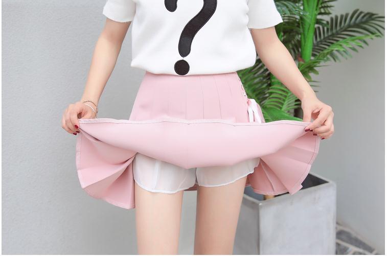 Été nouvelle mode solide Denim jupe plissée Harajuku à lacets taille haute décontracté Sexy Micro Mini jupes