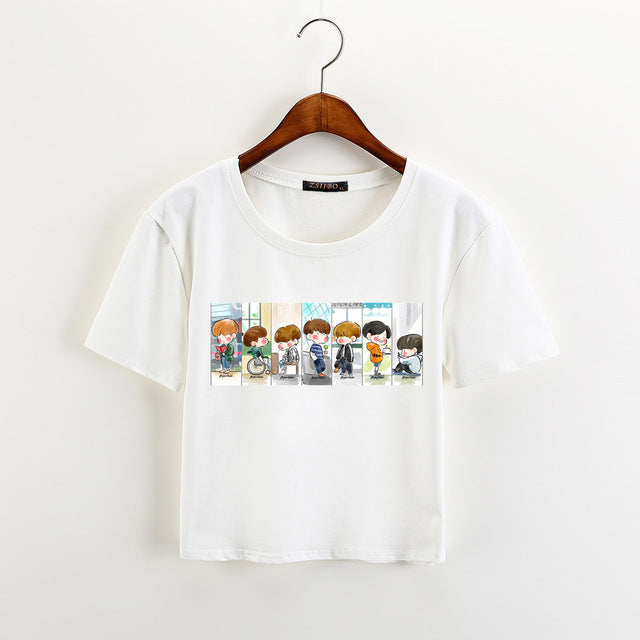 T-shirt court décontracté à manches courtes imprimé dessin animé Streetwear
