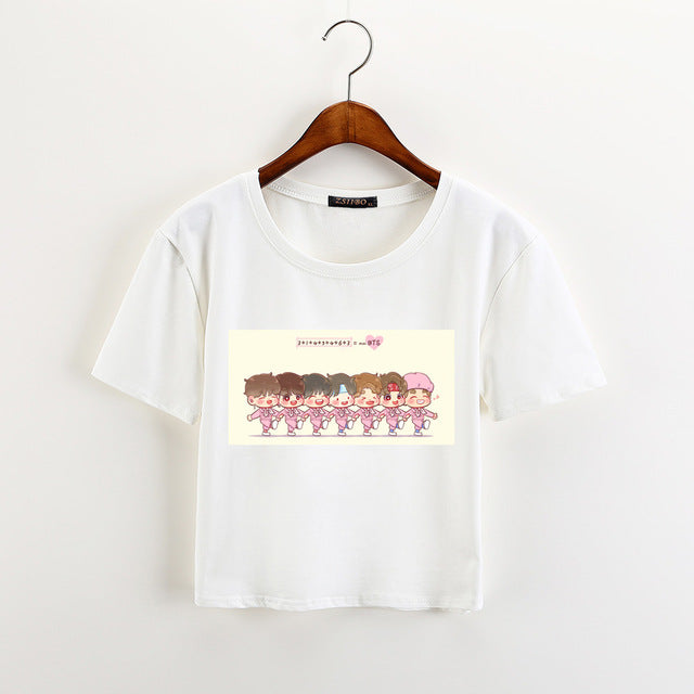 T-shirt court décontracté à manches courtes imprimé dessin animé Streetwear