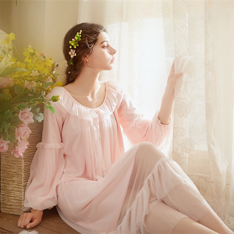 Your Princess White Pink Elegant Vintage Nightgowns