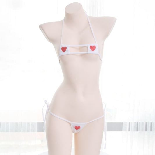 Sexy Kawaii Dessous Anime Herz Stickerei Shimapan Schleifen Bikini Set
